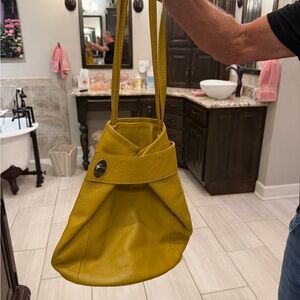 Yellow Leather Tote Bag